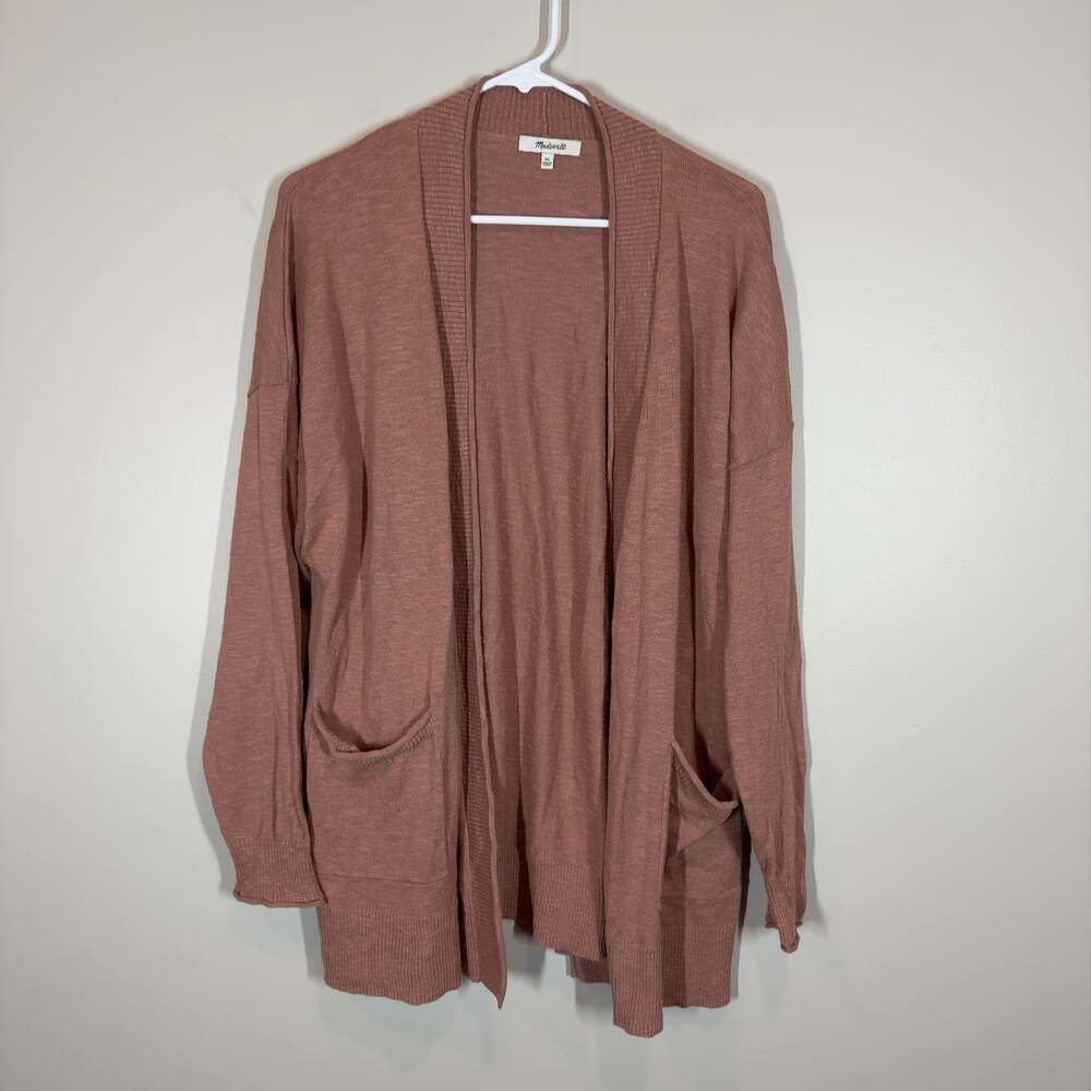 Madewell Cardigan Sweater Women's XL Dusty Rose Open Front Pockets